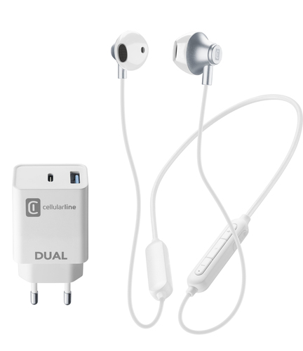 Caricabatterie Cellular Line CHARGEMUSICIPHBT Charge & Music kit White