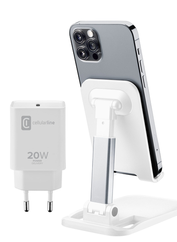 Caricabatterie Cellular Line CHARGESTANDKITIPH CHARGE & STAND KIT Whit
