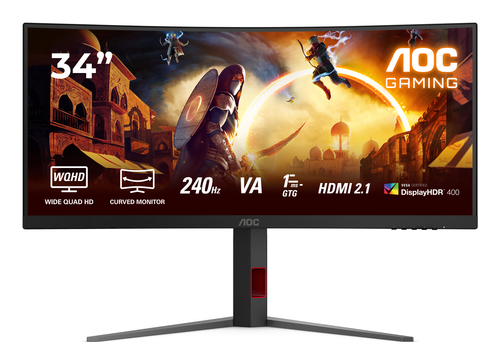 Monitor Aoc CU34G4Z WQHD Curved Black e Red