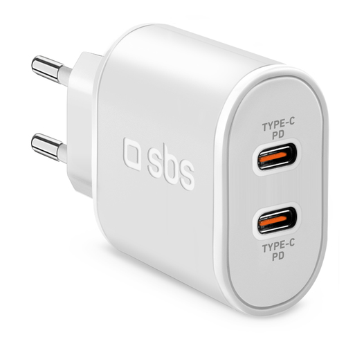 Caricabatterie Sbs TETRPD20CCW WALL CHARGER 20W Dual Port White