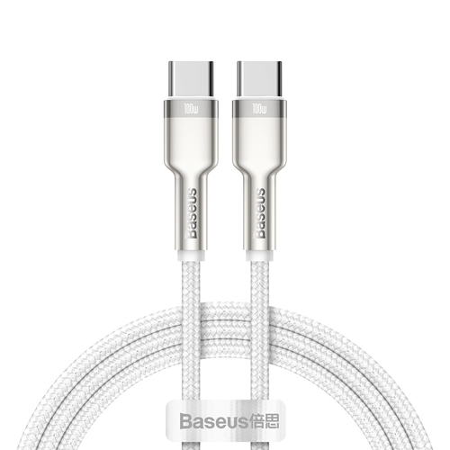 Cavo USB C Baseus CATJK C02 CAFULE Metal 5A White e Silver
