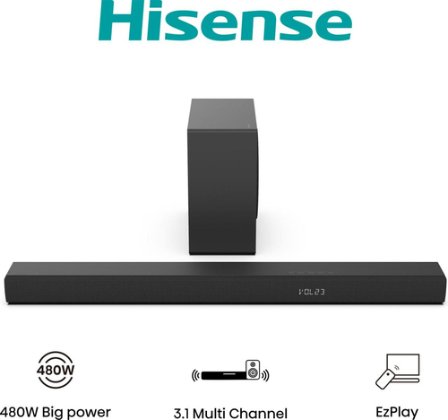 Soundbar Hisense 20014434 HS SERIES 3.1 Subwoofer Wireless HS3100 Blac