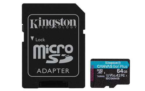 Scheda di memoria Kingston SDCG4 64GB CANVAS GO! PLUS Gen4 Black e Blu