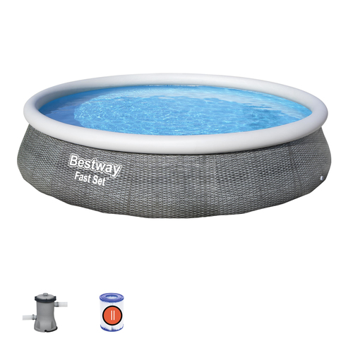 Piscina Bestway 57376 4 FAST SET con pompa inclusa Rattan grigio