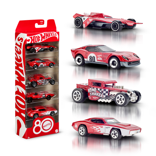 Set auto modelli Mattel JGK08 HOT WHEELS 80° anniversario Rosso