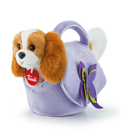 Peluche Trudi 29717 PETS Cagnolino in borsetta Marrone e Viola