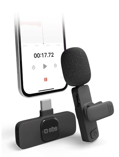 Kit microfono Sbs TEMICTYCBTK wireless con ricevitore e clip Black