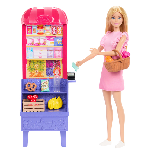 Set bambola Mattel JCT05 BARBIE Malibu fa la spesa con bancarella merc