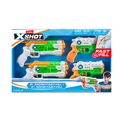 Pistola ad acqua Zuru 11856 XSHOT Combo pack 2 Micro Fast e 2 Nano Fas