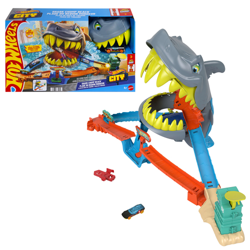 Playset Shark Chomp Beach Mattel JHL96 HOT WHEELS CITY