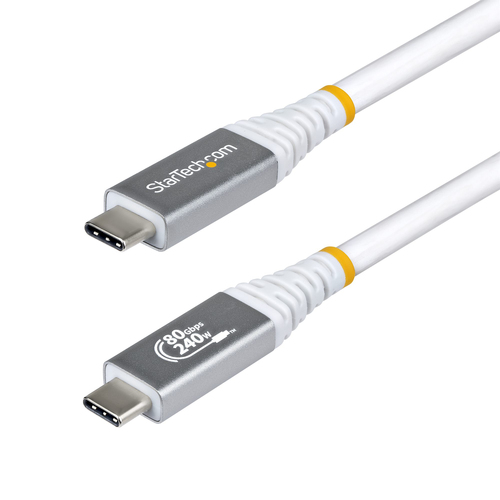 Cavo USB C Startech.Com CC150CM80GUSB4CABLEW 240W USB4 White e Silver