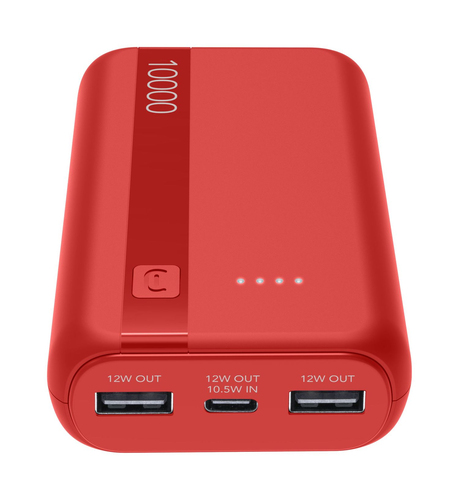 Power bank Cellular Line PBENTRYCOL10000R ESSENTIAL Red