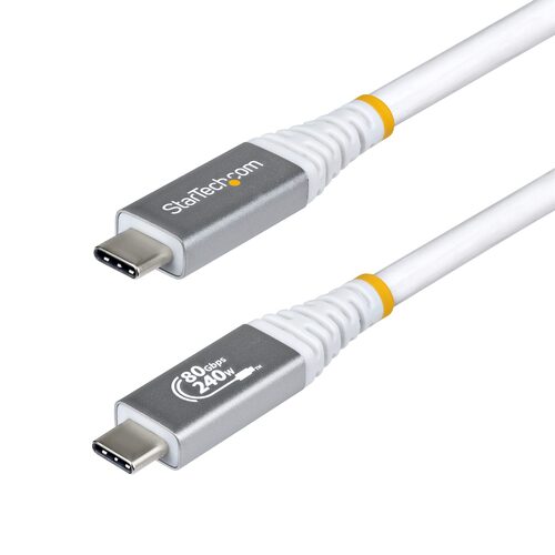 Cavo USB C Startech.Com CC50CM80GUSB4CABLEW 240W USB4 White e Silver
