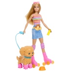 Mattel - Set bambola Mattel JMJ44 BARBIE pattini con cucciolo al guinzaglio
