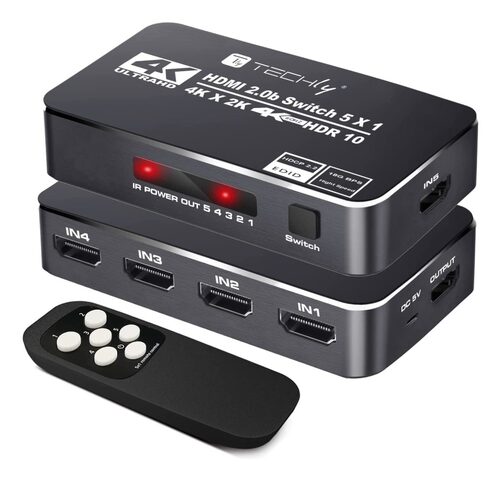 Switch HDMI Techly IDATA HDMI2 4K5160B 5in1 Black