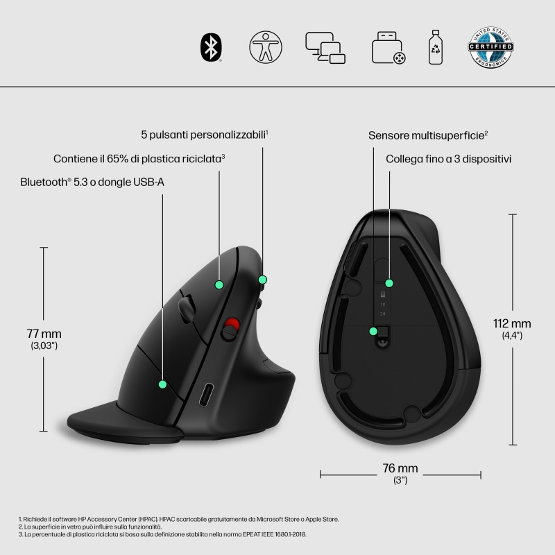 HP Mouse wireless ergonomico 920