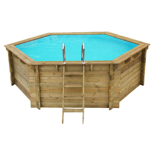 Esterni da Vivere Piscina Esagonale Ø 360 cm, Pino, piscina fuori terra