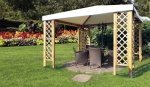 Edv casette - Esterni da Vivere Gazebo con Grigliati, Bianco, Legno, Tetto a due spioventi, Cloruro di polivinile (PVC), Legno, 3600 mm, 3600 mm