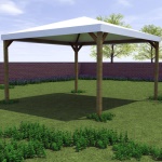 Edv casette - Esterni da Vivere Gazebo, Bianco, Legno, Tetto a due spioventi, Cloruro di polivinile (PVC), Legno, 3600 mm, 3600 mm