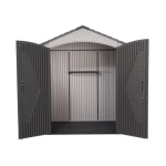 LIFETIME - Esterni da Vivere Casetta Torino 1, 2140 x 1420 mm, casetta da giardino, Casetta in plastica, Doppia, Tetto con struttura ad A, Marrone, Polietilene ad alta intensità, Grigio