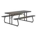 LIFETIME - Esterni da Vivere Picnic, Nero, Marrone, Polietilene ad alta intensità, Acciaio, Forma rettangolare, 4 gamba/gambe, 1830 mm, 1450 mm