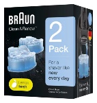 BRAUN - Braun Clean&Charge Cartucce Di Ricarica Per Rasoio Da Barba Elettrico, 2 Confezioni, Cartuccia di pulizia, Blu, Braun, Braun Clean&Charge, 390 g, 89 mm