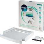 WHIRLPOOL - Wpro SKS101 Kit Sovrapposizione universale con ripiano scorrevole, Kit di sovrapposizione, Bianco, Plastica, È adatto per tutti gli apparecchi di 60 x 60 cm., CE, 600 mm