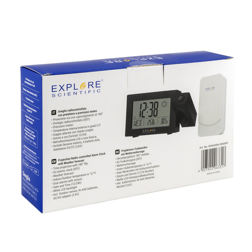EXPLORE SCIE RPW3008BK  BAROMETRO CON OROLOGIO RADIOCONTR. TEMP.INT.EST C