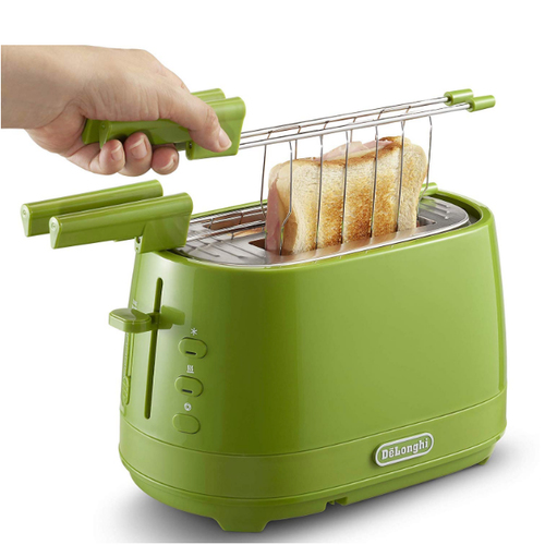 DELONGHI CTLAP2203. TOSTAPANE 550W REG.TOSTATURA VERDE ACC.SCALDA BRI