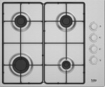 BEKO - Beko HIGG641C3SX, Acciaio inossidabile, Da incasso, 60 cm, Gas, Acciaio inossidabile, 4 Fornello(i)