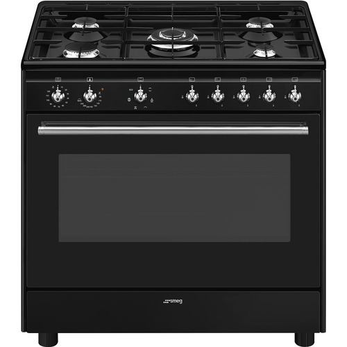 SMEG CX91GMBL   CUCINA 90X60 MULTI6 VENT A 4F+1TC NERA PULIZIAVAP