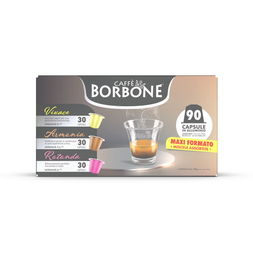 CAFFE'BORBON REBMIX90   CAPS COMP. NESPRESSO DEGUSTAZIONE MISTA 90PZ IN A