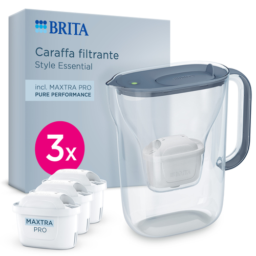BRITA 1058103    CARAFFA FILTRANTE ESSENTIAL STONEBLUE + 3 FILTRI