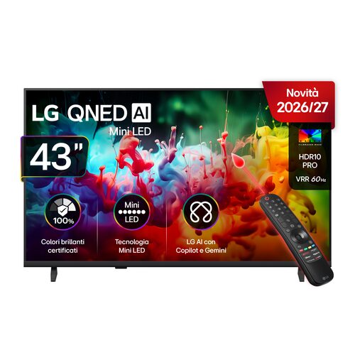LG 43QNED70B6C.API TVC LED 43 MINILED 4K SMART A7 HDR10  WIFI 3HDMI 1USB 60HZ TELEC PUNTATORE