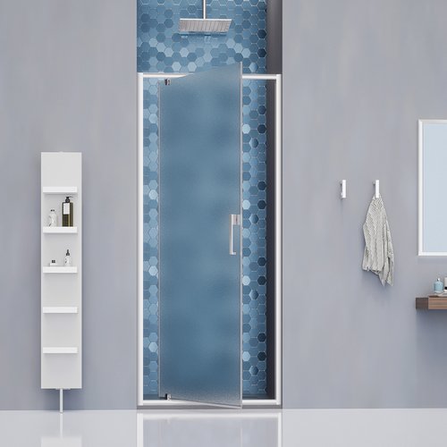SAMO  PORTA BATTENTE PIVOT CRISTALLO 6 MM BUSINESS cm 67-71 P.Titanio V.Stampato