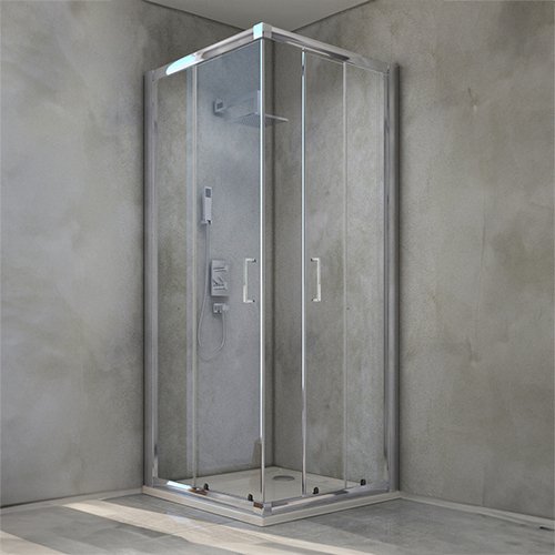 DHIMP 1 LATO PER BOX DOCCIA ANGOLARE CRISTALLO TEMPERATO ESSENTIAL MONTATO cm 78-80 / Apertura cm 29