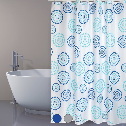 SPIRE TENDA PER DOCCIA IN TESSUTO POLIESTERE DOTS cm 180x200 Blu