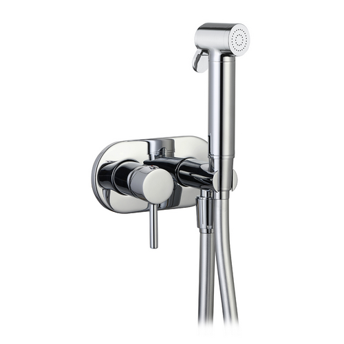 DH    SET MISCELATORE A INCASSO TONDO CON SHUT-OFF E SUPP. LATERALE Cromo