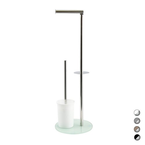 SPIRE PIANTANA COLONNA ACCIAIO INOX PORTA SCOPINO BASE VETRO OVALE Acciaio Inox Vetro Tortora