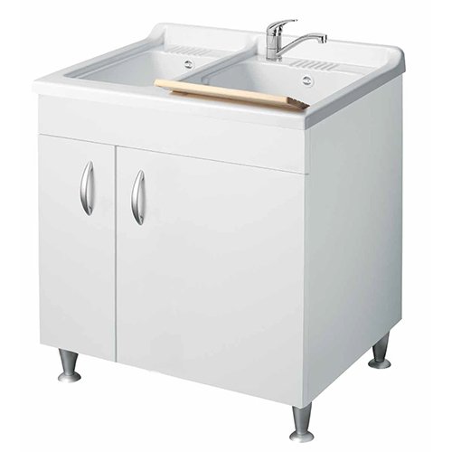 DH    LAVATOIO CON MOBILE IN NOBILITATO E 2 VASCHE L cm. 75 x P cm. 60
