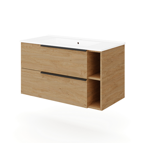 DH    BASE SOSPESA MOBILE BAGNO CON LAVABO MOD. LOFT cm 91x46 Rovere bianco