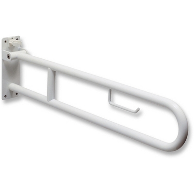 DH    BARRA DI SOSTEGNO RIBALTABILE CON PORTACARTA IGIENICA cm. 85 Acciaio Inox