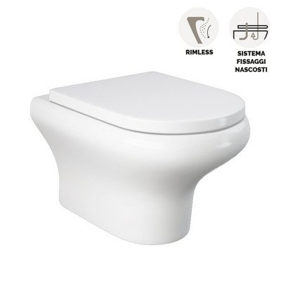 RAK 181-N411 VASO SOSPESO COMPACT/NINFEA RIMLESS FISSAGGIO NASCOSTO