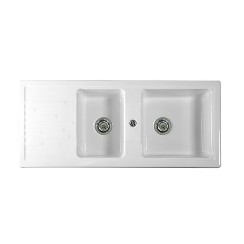 LINPH 185-C283 LAVELLO DA INCASSO IN CERAMICA MOD. C283 CON 2 VASCHETTE 116 x 50
