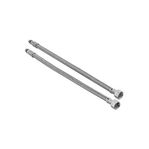 PAFFO 2 PZ  FLESSIBILI  INOX CM 35 SEDE GUARNIZIONE M10x1 F3/8