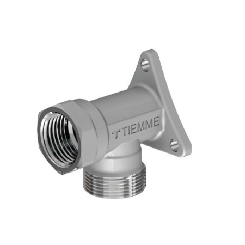 TIEMM RACCORDO CURVO FEMMINA CROMATO CON FLANGIA 3/4 - 24X19 fil (D.16)