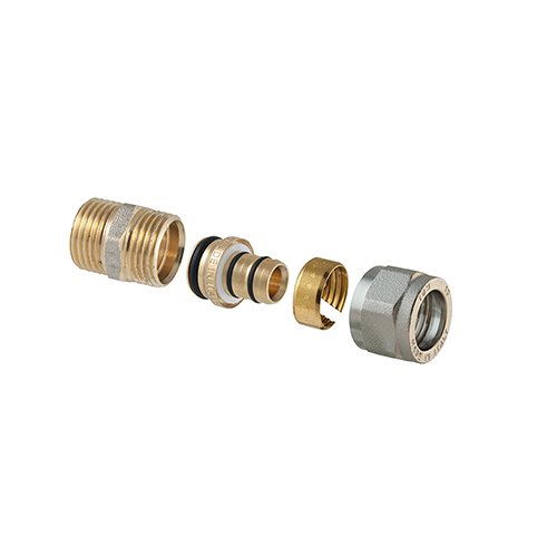 TDMB 313-TD1430-0520 RACCORDO DIRITTO MASCHIO A COMPRESSIONE P/MULTISTRATO 2PZ ASSEMBLATO