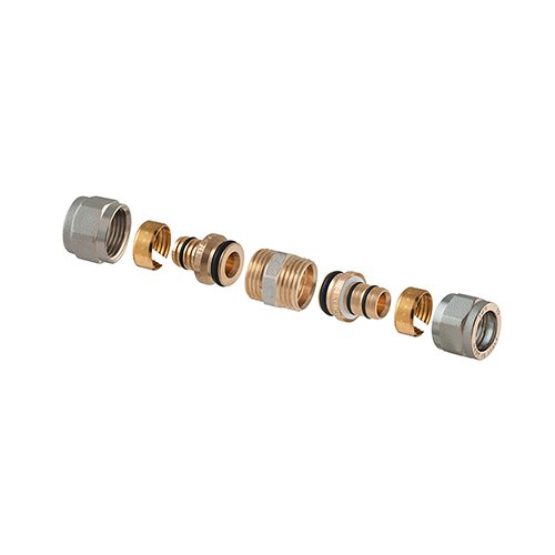 TDMB 313-TD1440-0416 RACCORDO DIRITTO DOPPIO A COMPRESSIONE P/MULTISTRATO 2 PZ ASSEMBLATO