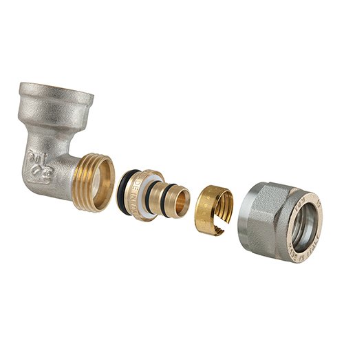 TDMB 313-TD1470-050520 RACCORDO CURVO FEMMINA A COMPRESSIONE PER MULTISTRATO 2PZ ASSEMBLATO