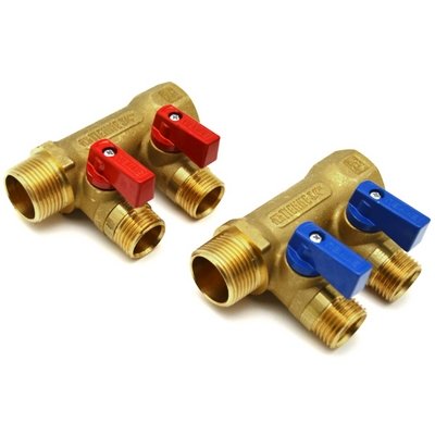 TIEMM 320-1822 COLLETTORE NINO GIALLO C/VALVOLA A SFERA DA 3/4 x 16   2 VIE